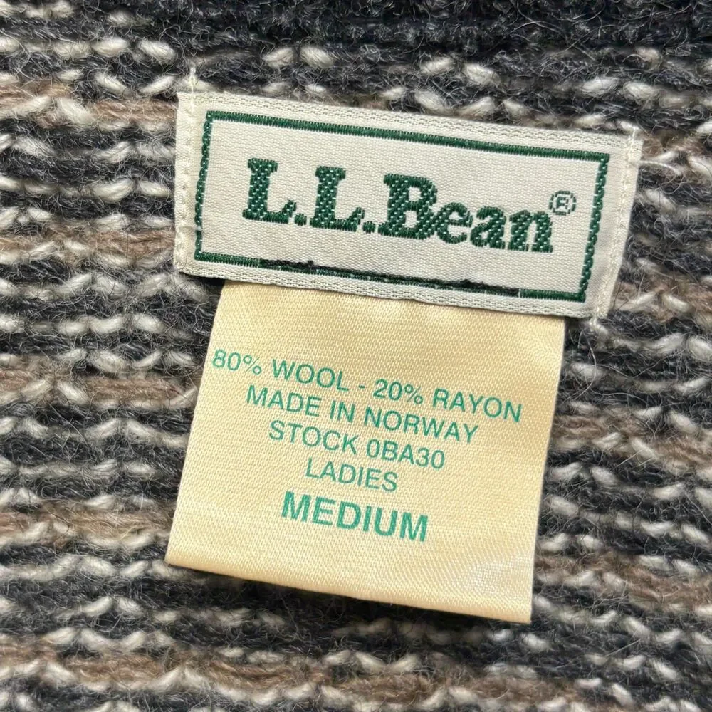 Vintage LL Bean Women Cardigan Sweater Size Medium Fair Isle Wool Blend D120 -6
